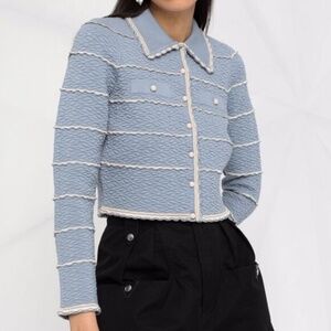Sandro Blue Pearl Cardigan